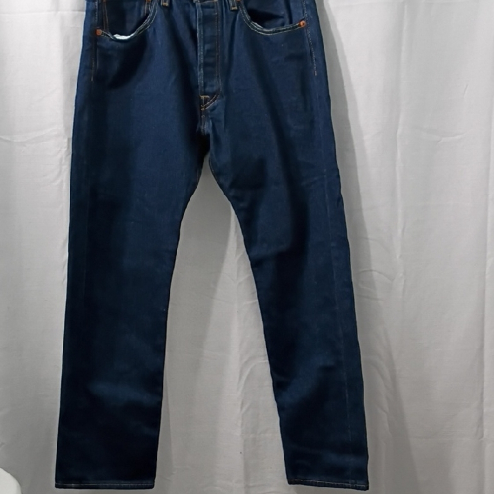 Levi's 501 Men's Dark Blue Straight Jeans Button Fly Size 32 - Picture 2 of 11